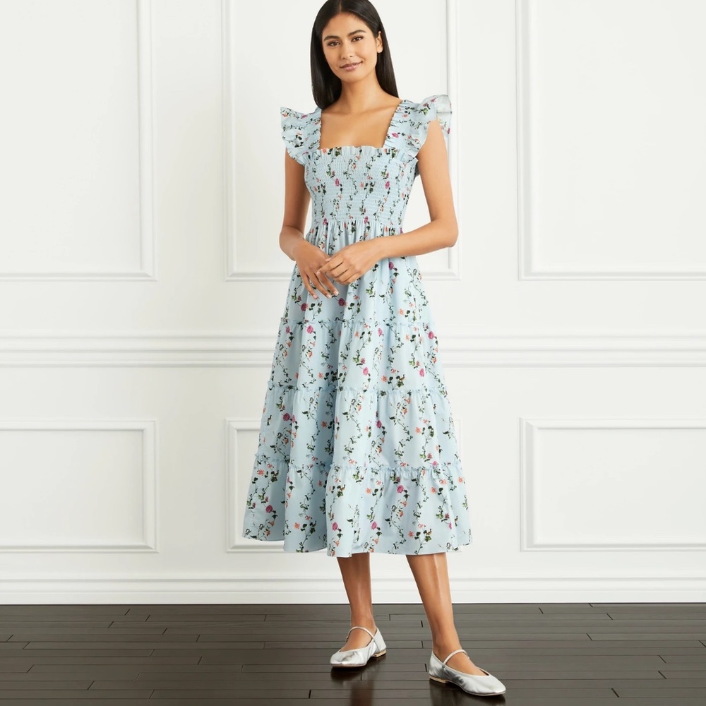 Hill House Nap Dress in Pond Floral Poplin XXS